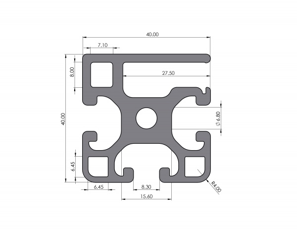 Schutzgitterprofil 40x40 Nut 8 I-Typ